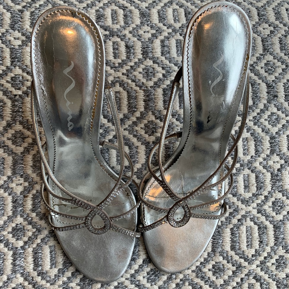 Silver Metallic Heels Size 9.5